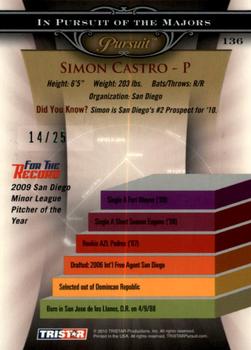 2010 TriStar Pursuit - Autographs Green #136a Simon Castro Back