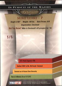 2010 TriStar Pursuit - Autographs Red #4 Mike Leake Back