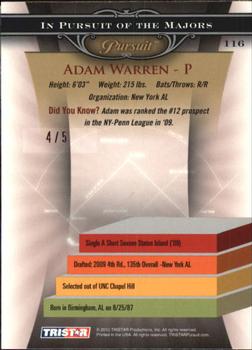 2010 TriStar Pursuit - Autographs Red #116 Adam Warren Back