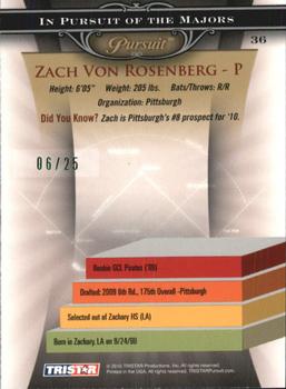 2010 TriStar Pursuit - Green #36 Zach Von Rosenberg Back