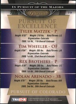 2010 TriStar Pursuit - Green #79 Tyler Matzek / Tim Wheeler / Rex Brothers / Nolan Arenado Back