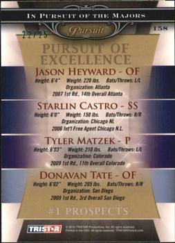 2010 TriStar Pursuit - Green #158 Jason Heyward / Starlin Castro / Tyler Matzek / Donavan Tate Back