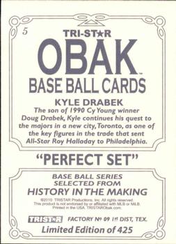 2010 TriStar Pursuit - Obak Preview #5a Kyle Drabek Back