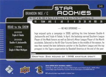 2010 Upper Deck - 2000 Star Rookies Update #548 Brandon Inge Back