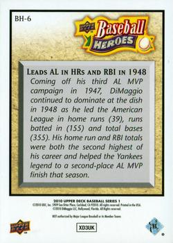 2010 Upper Deck - Baseball Heroes: Joe DiMaggio #BH-6 Joe DiMaggio Back