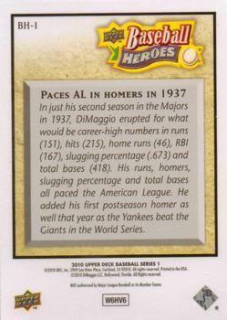 2010 Upper Deck - Baseball Heroes: Joe DiMaggio #BH-1 Joe DiMaggio Back