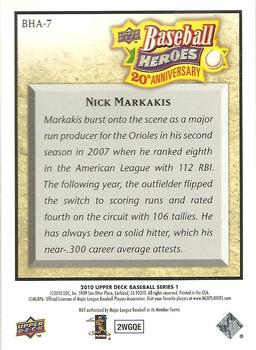2010 Upper Deck - Baseball Heroes: 20th Anniversary Art #BHA-7 Nick Markakis Back