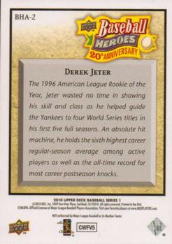 2010 Upper Deck - Baseball Heroes: 20th Anniversary Art #BHA-2 Derek Jeter Back