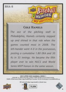 2010 Upper Deck - Baseball Heroes: 20th Anniversary Art #BHA-8 Cole Hamels Back