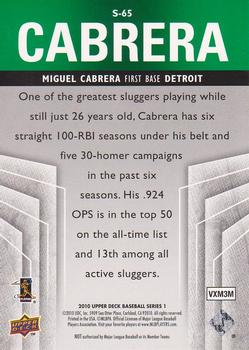 2010 Upper Deck - Supreme Green #S-65 Miguel Cabrera Back