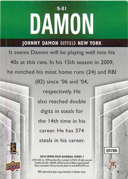 2010 Upper Deck - Supreme Green #S-81 Johnny Damon Back