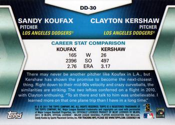 2011 Topps - Diamond Duos (Series 2) #DD-30 Sandy Koufax / Clayton Kershaw Back