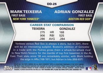 2011 Topps - Diamond Duos (Series 2) #DD-25 Mark Teixeira / Adrian Gonzalez Back