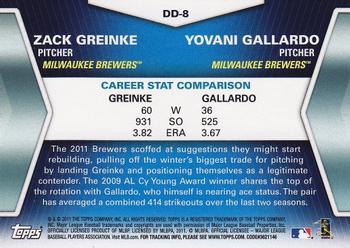 2011 Topps - Diamond Duos (Series 2) #DD-8 Zack Greinke / Yovani Gallardo Back