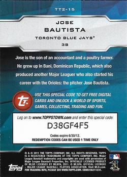 2011 Topps - Topps Town (Series 2) #TT2-15 Jose Bautista Back