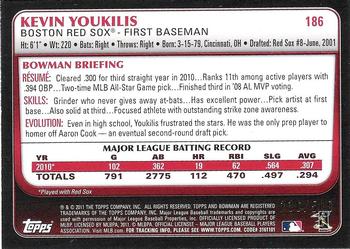 2011 Bowman - Blue #186 Kevin Youkilis Back