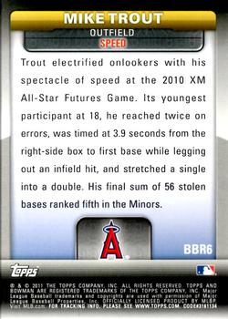 2011 Bowman - Bowman's Brightest #BBR6 Mike Trout Back