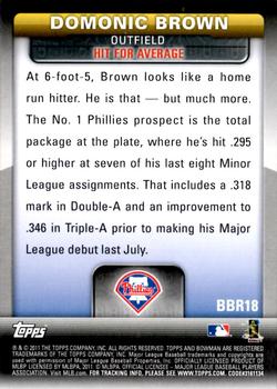2011 Bowman - Bowman's Brightest #BBR18 Domonic Brown Back