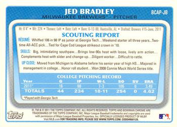 2011 Bowman Draft Picks & Prospects - Chrome Prospect Autographs #BCAP-JB Jed Bradley Back