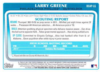 2011 Bowman Draft Picks & Prospects - Chrome Prospect Autographs #BCAP-LG Larry Greene Back