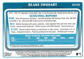 2011 Bowman Draft Picks & Prospects - Chrome Prospect Autographs #BCAP-BSW Blake Swihart Back