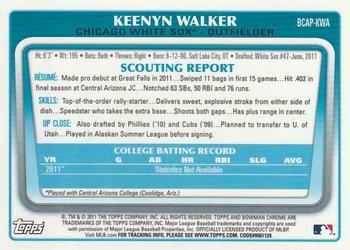 2011 Bowman Draft Picks & Prospects - Chrome Prospect Autographs #BCAP-KWA Keenyn Walker Back
