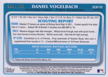 2011 Bowman Draft Picks & Prospects - Chrome Prospect Autographs Blue Refractors #BCAP-DV Daniel Vogelbach Back