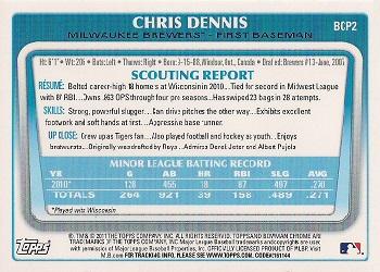 2011 Bowman - Chrome Prospects #BCP2 Chris Dennis Back