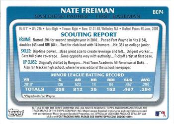 2011 Bowman - Chrome Prospects #BCP4 Nate Freiman Back