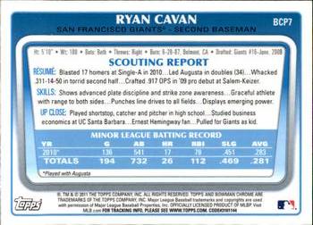 2011 Bowman - Chrome Prospects #BCP7 Ryan Cavan Back