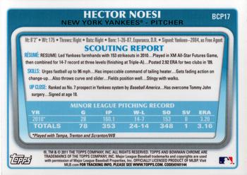 2011 Bowman - Chrome Prospects #BCP17 Hector Noesi Back