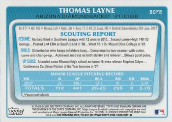 2011 Bowman - Chrome Prospects #BCP19 Thomas Layne Back