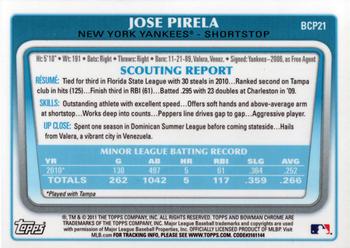 2011 Bowman - Chrome Prospects #BCP21 Jose Pirela Back