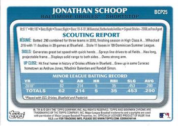 2011 Bowman - Chrome Prospects #BCP25 Jonathan Schoop Back