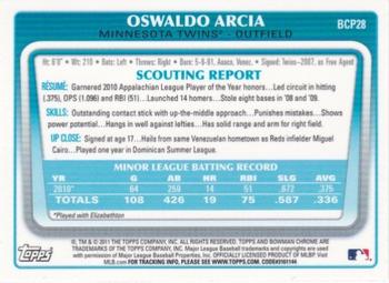 2011 Bowman - Chrome Prospects #BCP28 Oswaldo Arcia Back