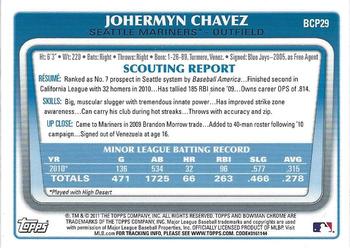 2011 Bowman - Chrome Prospects #BCP29 Johermyn Chavez Back