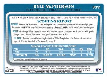 2011 Bowman - Chrome Prospects #BCP31 Kyle McPherson Back