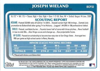 2011 Bowman - Chrome Prospects #BCP33 Joseph Wieland Back