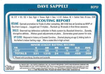 2011 Bowman - Chrome Prospects #BCP37 Dave Sappelt Back