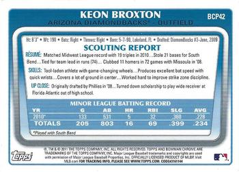 2011 Bowman - Chrome Prospects #BCP42 Keon Broxton Back