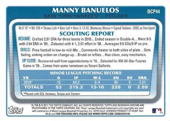 2011 Bowman - Chrome Prospects #BCP44 Manny Banuelos Back