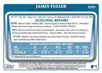 2011 Bowman - Chrome Prospects #BCP51 James Fuller Back