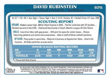 2011 Bowman - Chrome Prospects #BCP55 David Rubinstein Back