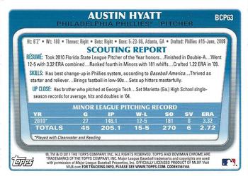 2011 Bowman - Chrome Prospects #BCP63 Austin Hyatt Back