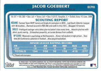 2011 Bowman - Chrome Prospects #BCP65 Jacob Goebbert Back
