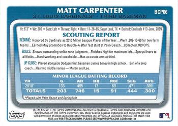 2011 Bowman - Chrome Prospects #BCP66 Matt Carpenter Back
