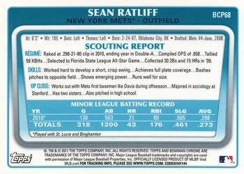 2011 Bowman - Chrome Prospects #BCP68 Sean Ratliff Back