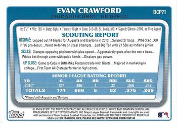 2011 Bowman - Chrome Prospects #BCP71 Evan Crawford Back