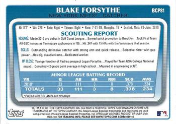 2011 Bowman - Chrome Prospects #BCP81 Blake Forsythe Back