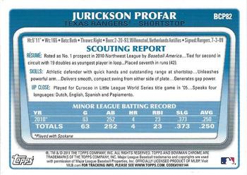 2011 Bowman - Chrome Prospects #BCP82 Jurickson Profar Back